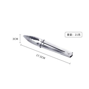 17.5cm 不鏽鋼燒烤食物夾（裸裝）｜自動回彈・輕巧靈活・銀色燒烤夾