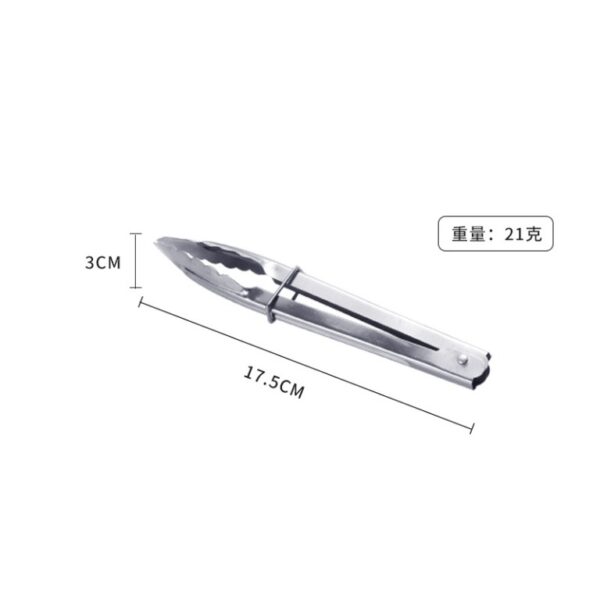 17.5cm 不鏽鋼燒烤食物夾（裸裝）｜自動回彈・輕巧靈活・銀色燒烤夾