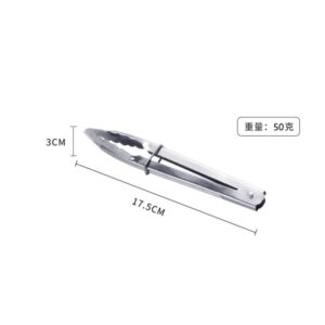 17.5cm 加厚不鏽鋼燒烤食物夾｜自動回彈・防鏽・露營燒肉必備